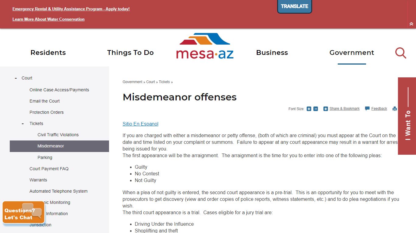 Misdemeanor offenses | City of Mesa - Mesa, Arizona